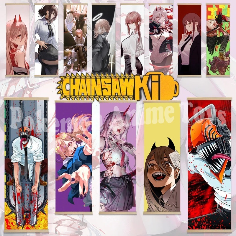 Home Improvement Tv Show - Chainsaw Man Anime Poster Wooden-framed Scroll