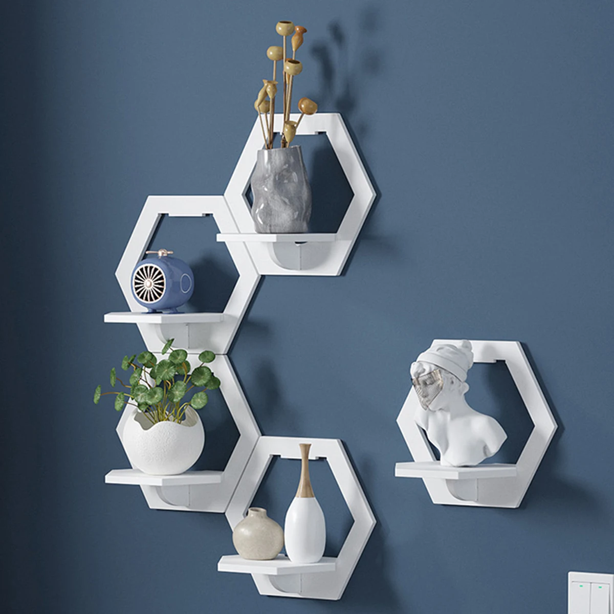 3Pcs Hexagon Wall Shelf Punch  - Home Improvement Tv Show ulasan dan harga