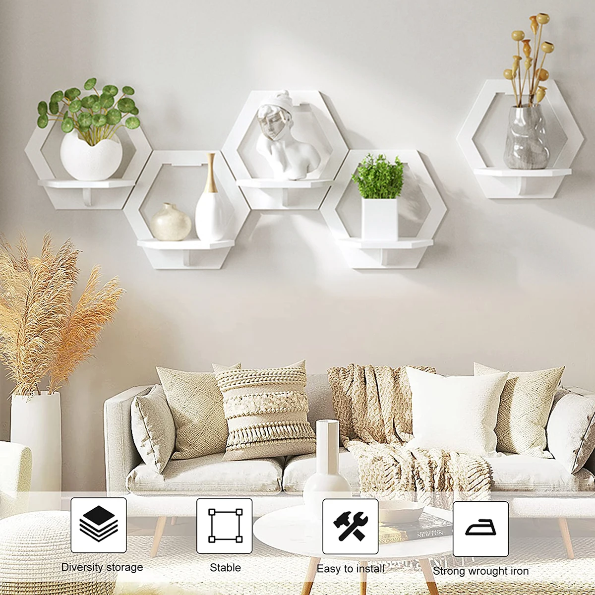 3Pcs Hexagon Wall Shelf Punch  - Home Improvement Tv Show ulasan dan harga