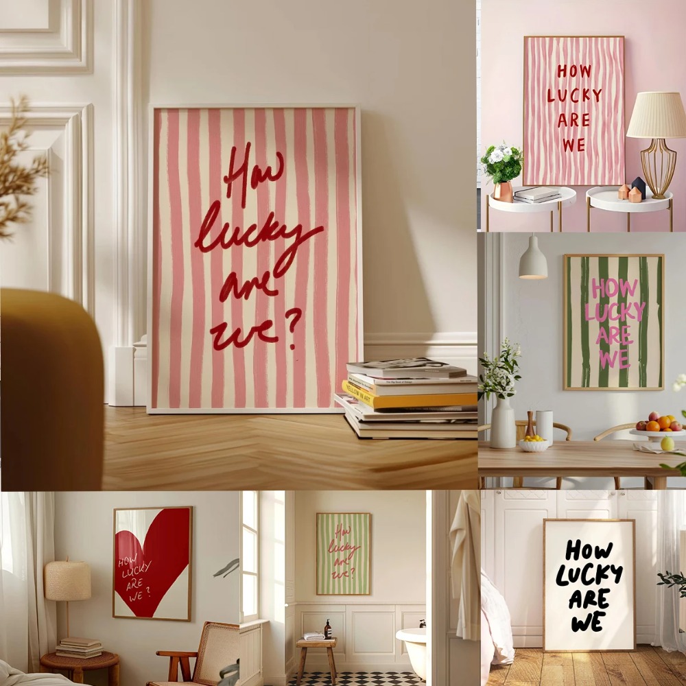 How Lucky Are We Pink Red Stri - Home Improvement Furniture ulasan dan harga