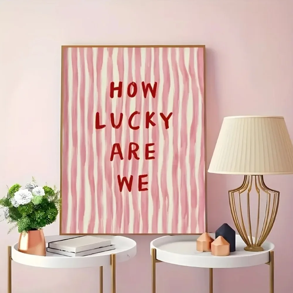 How Lucky Are We Pink Red Stri - Home Improvement Furniture ulasan dan harga